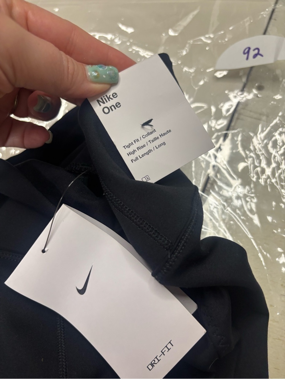 Nike One Dri fit High-Waisted Full-Length Split-Hem Leggings Size XS New Black - Picture 8 of 9